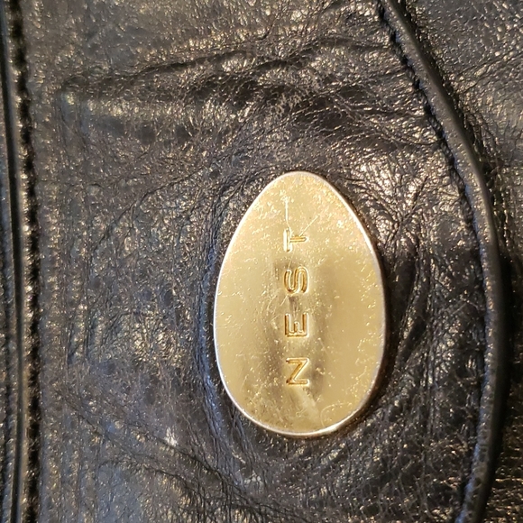 Nest Black leather with gold hardware diaper bag